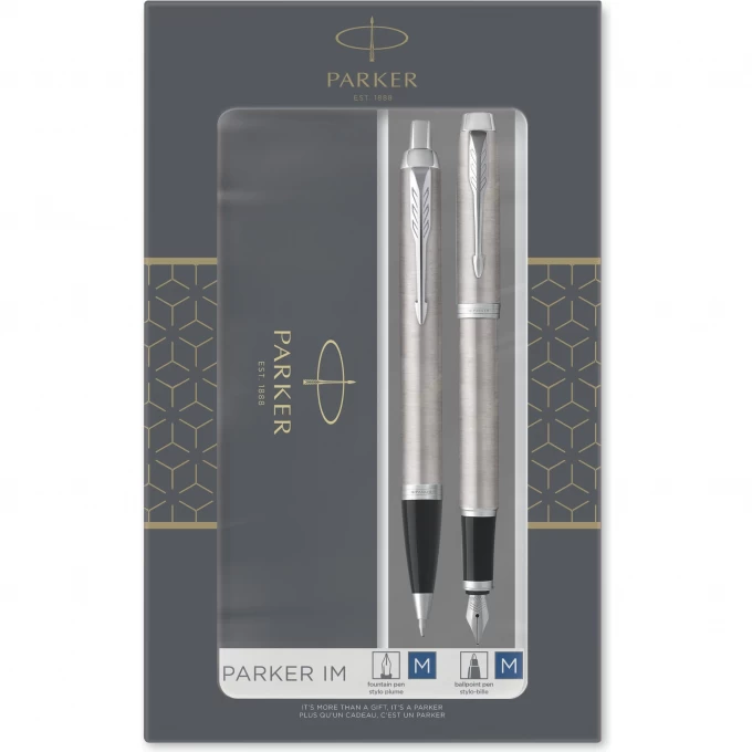 Набор из 2х ручек в подарочной коробке PARKER IM DUO STAINLESS STEEL CT;. Шариковая и перьевая ручка. 2183058 Набор из 2х ручек в подарочной коробке PARKER IM DUO STAINLESS STEEL CT;. Шариковая и перьевая ручка. 2183058