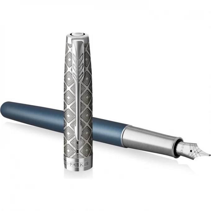 Ручка перьевая PARKER SONNET PREMIUM F537 METAL BLUE CT F золото 18K 2119743 Ручка перьевая PARKER SONNET PREMIUM F537 METAL BLUE CT F золото 18K 2119743